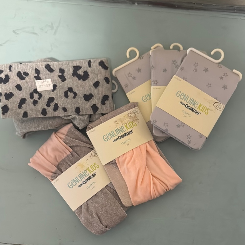 6 pr Kids Tights Set - Gray and Pink